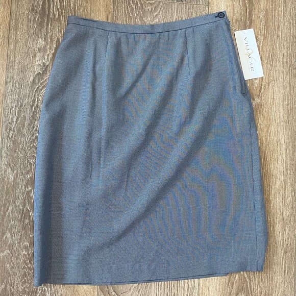Villager Career Essentials Blue Checked Knee-Length Skirt Size 10 NWT - Picture 1 of 5